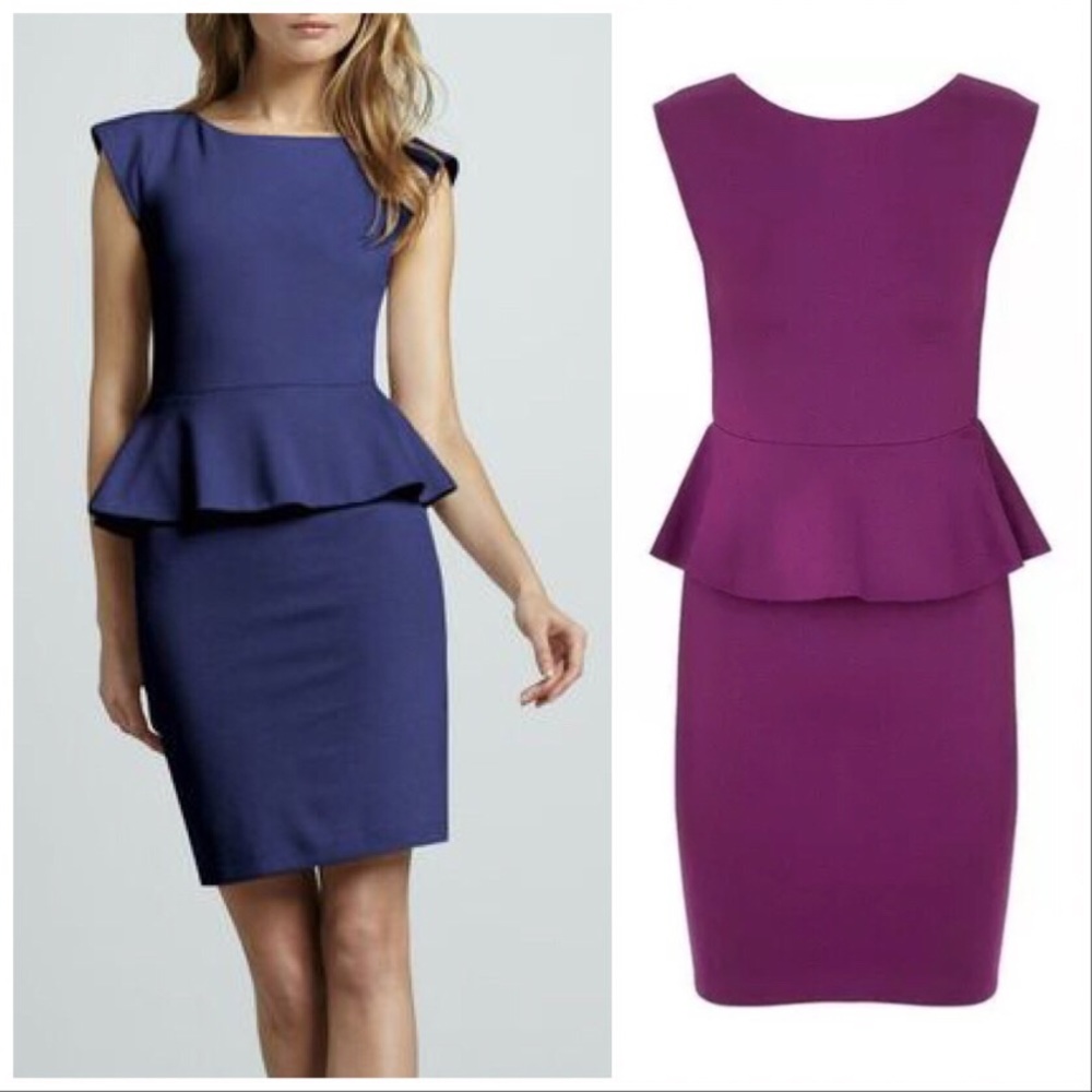 ✨Alice + Olivia Victoria Purple Peplum Ponte Dress